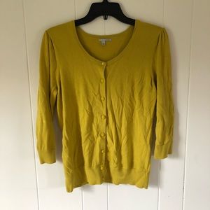 Halogen Mustard yellow button up sweater